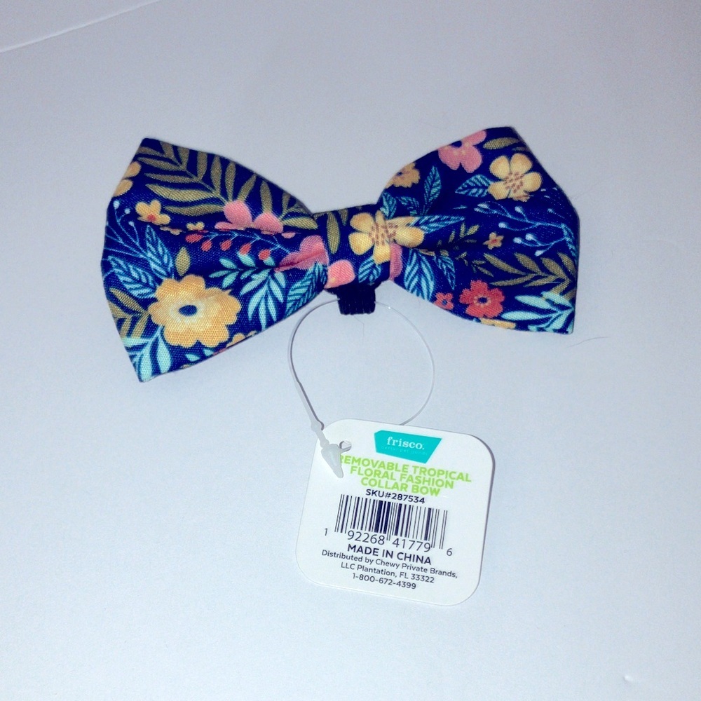 Blue Floral dog Bow Tie